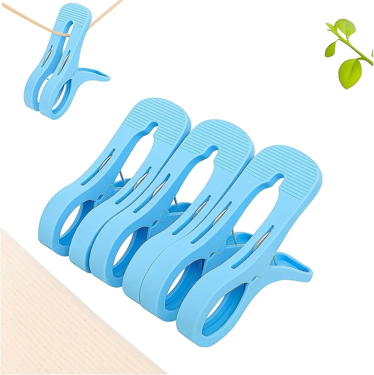 3 Stuks - Plastic Quiltclips - Winddichte Handdoekklem - Wasknijpers - Grote Knijpers - Grote Winddichte clip - Kledingklem - Sterke Handdoekklem - Strandhanddoekclips - Blauw — afbeelding 1