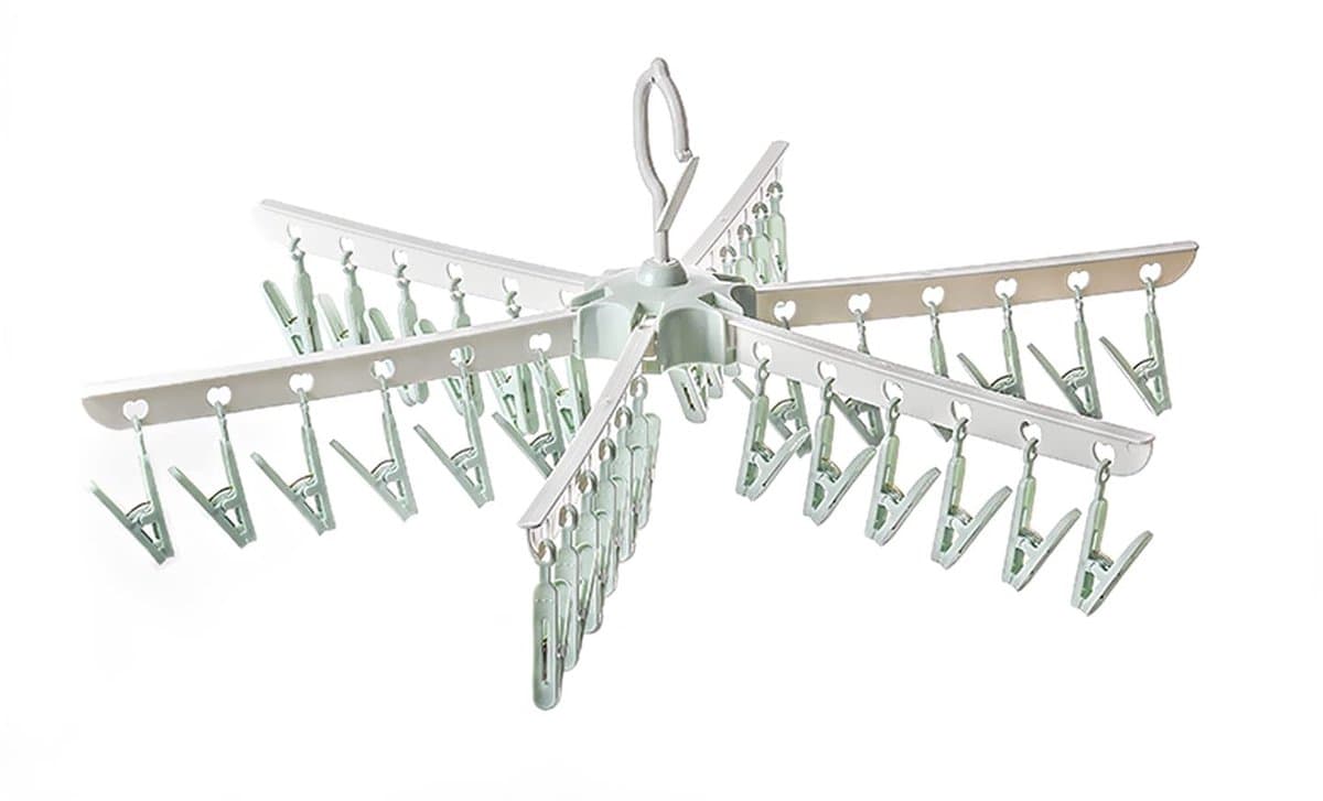 Dailygoods- Droogrek 365° draaibaar - Sokkenstandaard met 36 clips - Opvouwbaar - Multidirectionele sokkendroger - Ideaal voor ondergoed - Vrije luchtcirculatie - Sokkenrek — afbeelding 1