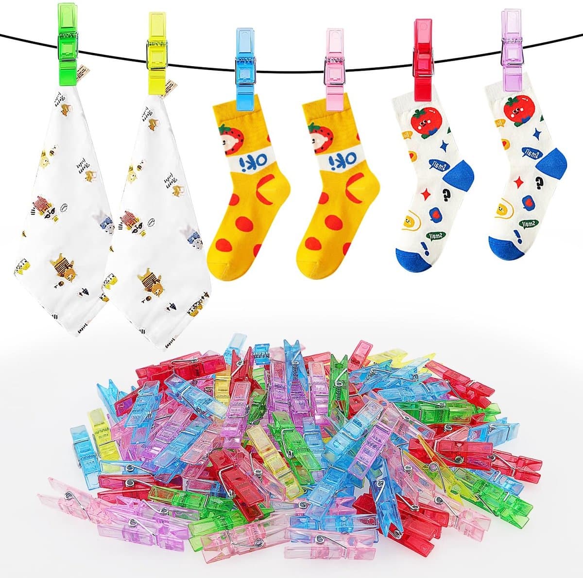 Dailygoods- Foto Clips 110 Stuks - Mini Plastic Knijpers - Gekleurde Knijpers - Creatieve DIY Decoratie - Stevige Veerstructuur - Kwaliteitsmateriaal — afbeelding 1