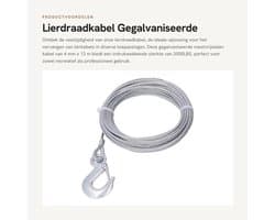 Lierdraadkabel Gegalvaniseerd - Roestvrij Staal - 4 Mm X 12 M - 2000LBS Sterkte - Lierkabel Vervanging - Zelfsluitende Haak - Trekkabel