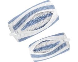 SnelShoppen - Shoe Washing Bag voor Wasmachine en Droger - 2 Stuks - 360° Bescherming - Blauw/Wit - Schoenen Waszak met Sluiting - Ideaal voor Sneaker