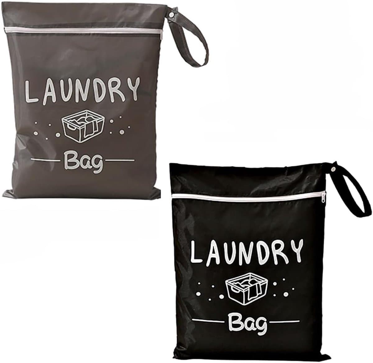 SnelShoppen - Travel Set (Grijs-Zwart, Medium) - Waterdichte Waszak voor Vuile Kleding, Vouwbare Nat Zak voor Sport, Zwemmen, Kamperen en Vakantie, Ge — afbeelding 1