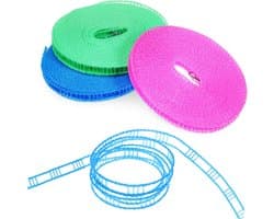 Draagbare Waslijn - Kledinglijn Outdoor - Kleding Drogen - Verstelbaar Nylon - 3 Rollen - Diverse Kleuren