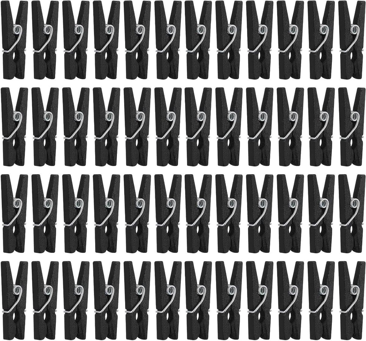 Mini Houten Foto Clips - Kleine Knijpers - Foto's Ophangen - Stijlvolle Zwarte Afwerking - 100 Stuks - Zwart — afbeelding 1