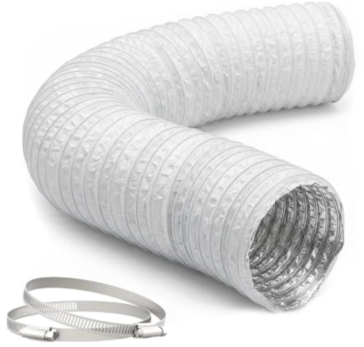 Afvoerslang 5 meter Ø 125 mm met 2 RVS-klemmen - Flexibele luchtslang voor airco, afzuigkap en droger - Gasdicht en temperatuurbestendig — afbeelding 1