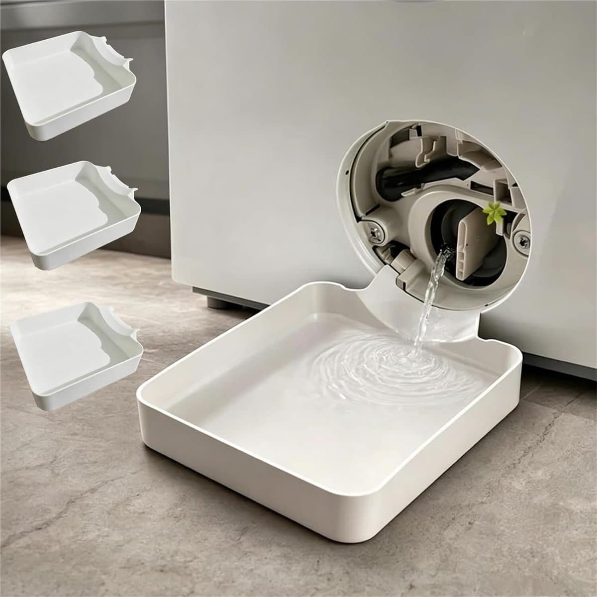 Lekbak wasmachine - 3 stuks - 17,8 ×17,8cm - Lekbak voor Wasmachine en Vaatwasser - Opvangbak - universele wasmachine lekbak - Wasmachine opvangbak - afvoerbak - wateropvangbak voor kelder, woning, camper - wit — afbeelding 1