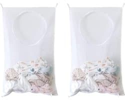 Set van 2 hangende wasmanden in wit, gemaakt van duurzaam materiaal, ideaal als waszak en organizer voor slaapkamer en badkamer met handige deurbevestiging