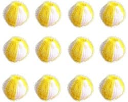 SnelShoppen - 12 stuks herbruikbare anti-haarballen voor wasmachine, geel en wit, haarvanger, wasbal, pluisjesvanger, milieuvriendelijk, effectief des