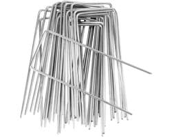 SnelShoppen - Set van 50 Grondankers, Vloerankers, Stalen U-Vormige Tuinpinnen, Roestvrij, Stevige Gegalvaniseerde Stalen Pinnen voor Tuin, Camping en