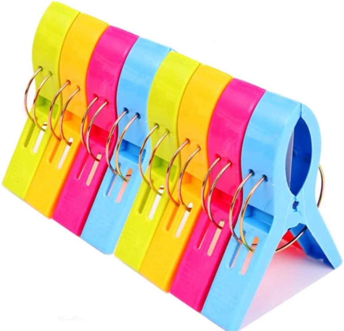 8 stuks handdoekklemmen, hoogwaardige kunststof clips, strandlaken, clips, windbestendige klemmen, sterke handdoekclips, voor dagelijks wassen, grote strandhanddoek, dik tapijt, enz — afbeelding 1