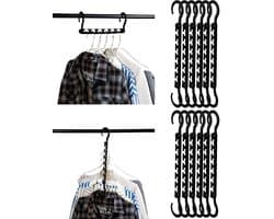 10-stuks Ruimtebesparend droogrek voor kleding - Multifunctioneel stapelrek - Droogrek met 360° draaibare haak - Met 6 sleuven - Bespaart kastruimte - Perfect voor studentenkamers, kluisjes en kasten thuis - Zwart