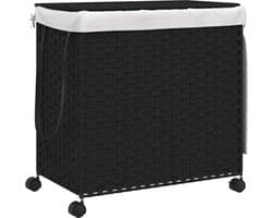 vidaXL - Wasmand - op - wielen - 60x35x60,5 - cm - rattan - zwart