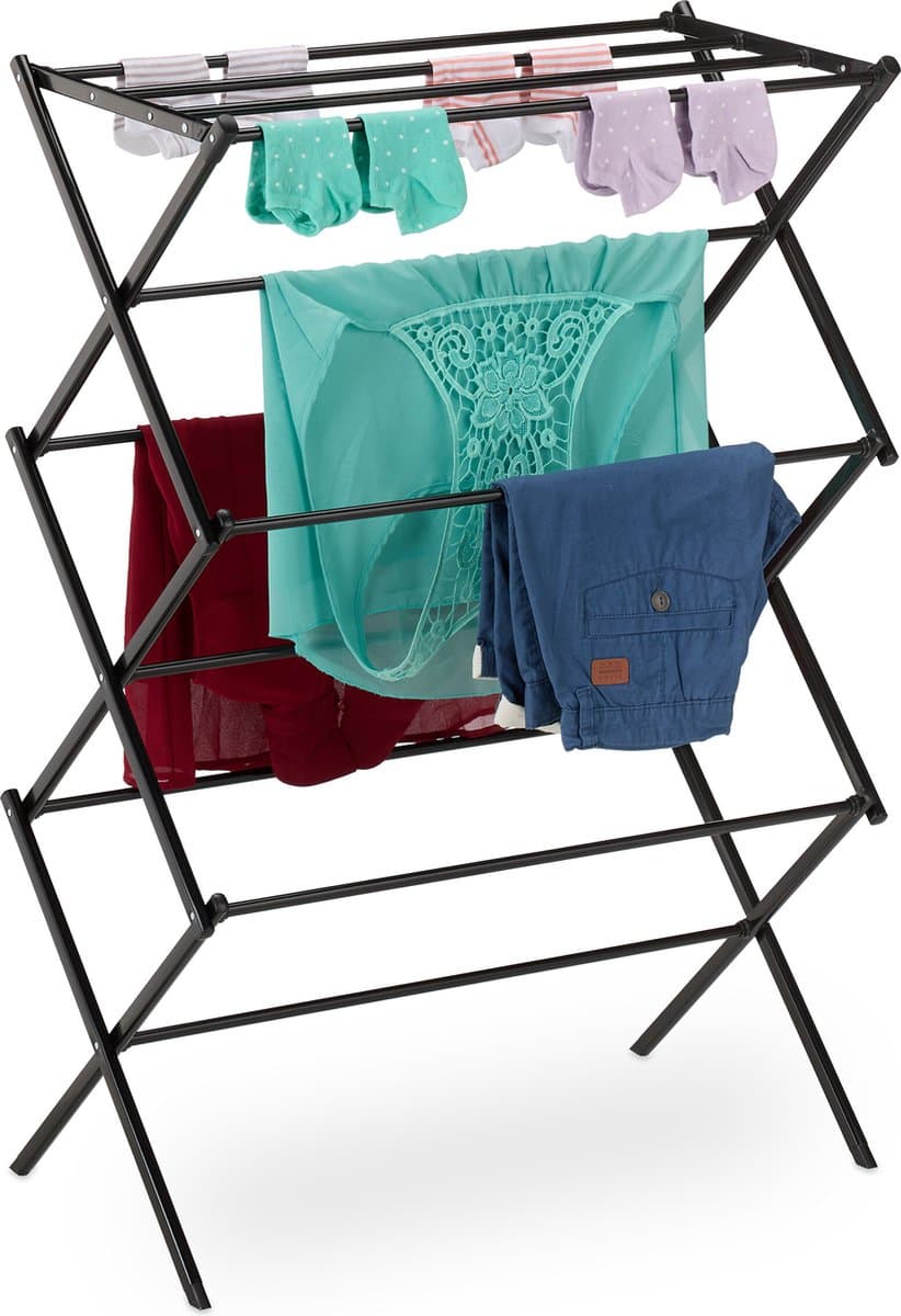 droogrek inklapbaar - tot 25 kg - 105x73x37 cm - staand - zwart — afbeelding 1