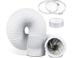 Flexibele aluminium afvoerslang Ø 150 mm - 3 meter lengte - PVC ventilatieslang voor airconditioning en wasdroger