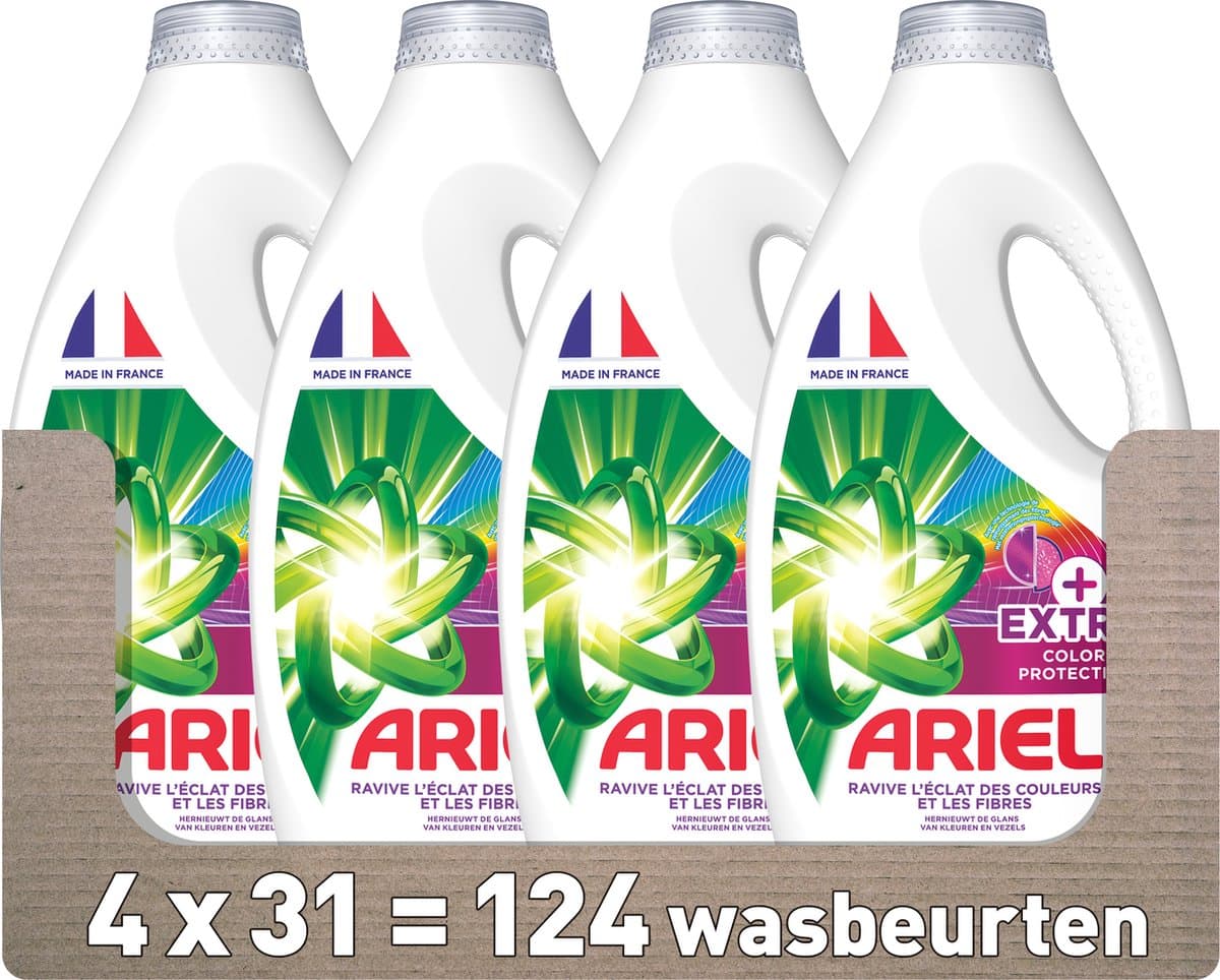 Ariel Vloeibaar Wasmiddel +Extra kleurbescherming - 4 x 31 Wasbeurten - Voordeelverpakking — afbeelding 1