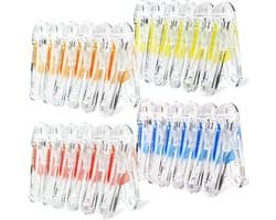 Wasknijpers Kunststof - Kledingklemmen Handdoek - Kleding Droog Houden - Sterke Winddichte Grip - 24 Stuks - Multi Color