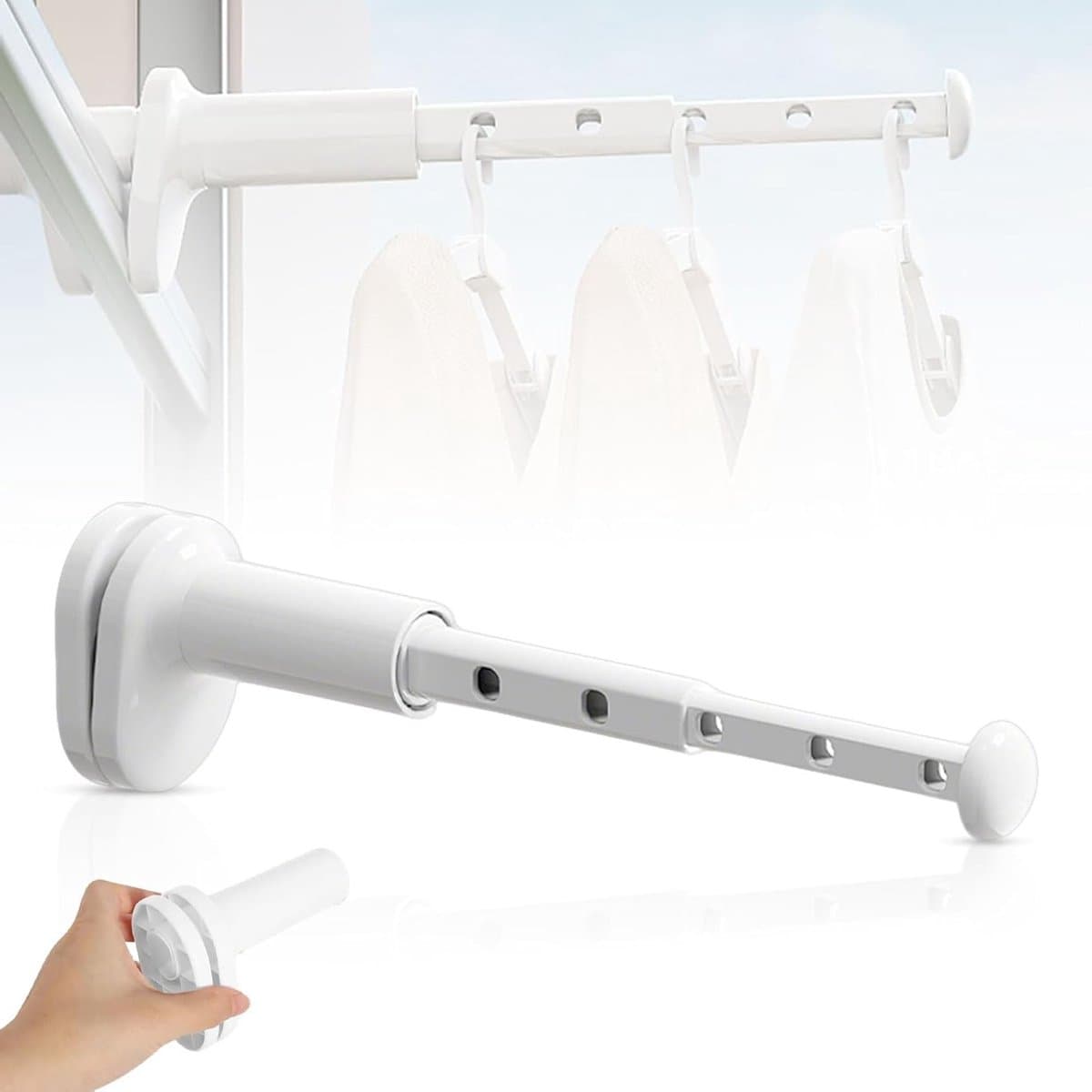 Camping Balkon Droogrek - Vouwbaar Wanddroogrek voor Kleding, Mini Wasdroger en Kledinghaak, Aluminium Uittrekbaar Droogrek — afbeelding 1