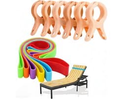 Wasknijpers met Banden - Handdoek Clips - Strand en Zwembad - Grote Opening - 6 Stuks - Meerkleurig