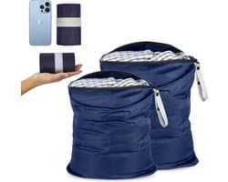 Waszakken set van 2, waterdicht en met ritssluiting, ideaal voor reizen en wasgoed, 45 x 60 cm en 35 x 55 cm