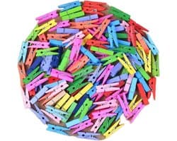 Houten haringen 300/500 stks 25/35/45mm Coloful Houten Clips Smalll Size Mini Houten Clips Foto Clips Decoratie Clips (2,5 cm Gemengd 500 stuks)