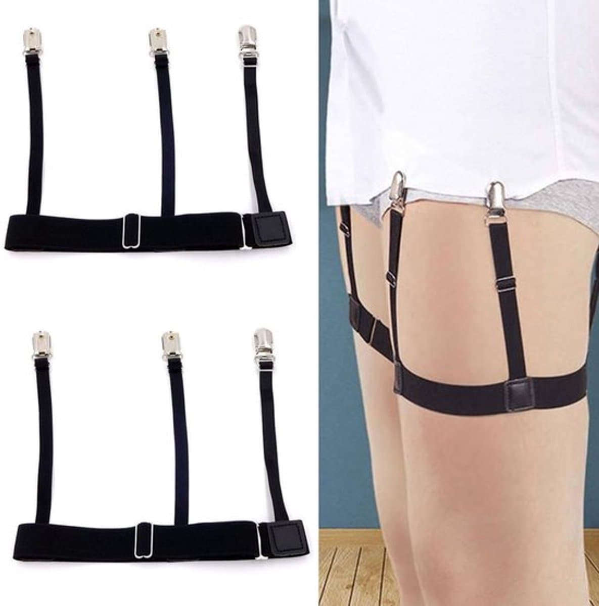 Allecto - Overhemdhouders - Anti-slip klemmen - pasvorm - Zwart — afbeelding 1