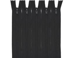 Nylon Ritssluitingen - Kleding Rits - Kleding Maken - Met Metalen - 5 Stuks 12cm - Zwart