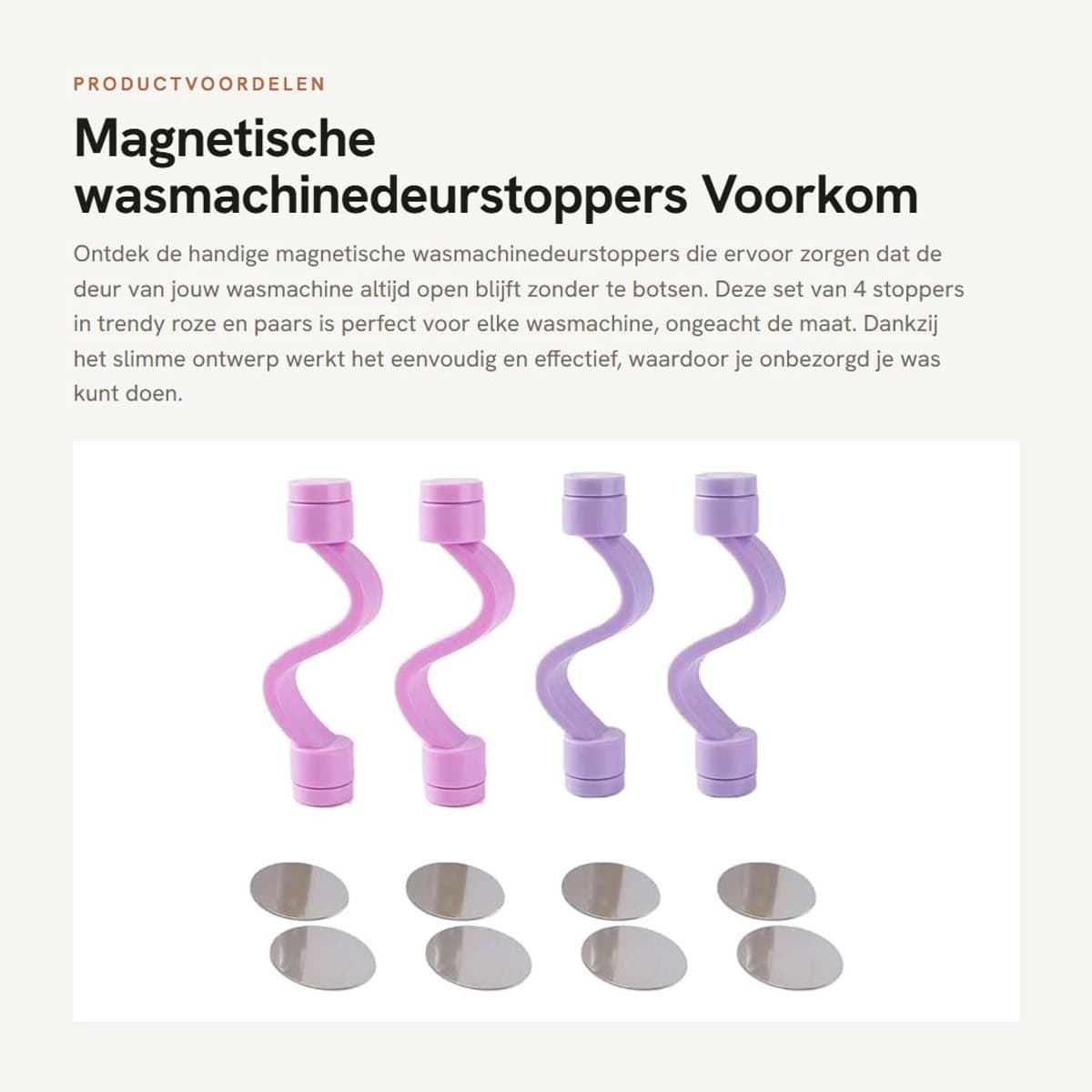 Dailygoods- Wasmachinedeurstoppers - Magnetische Deurbuffer - Deurvastzetter - Kunststof - Pakket van 4 - 10x2cm - Deurstopper — afbeelding 1