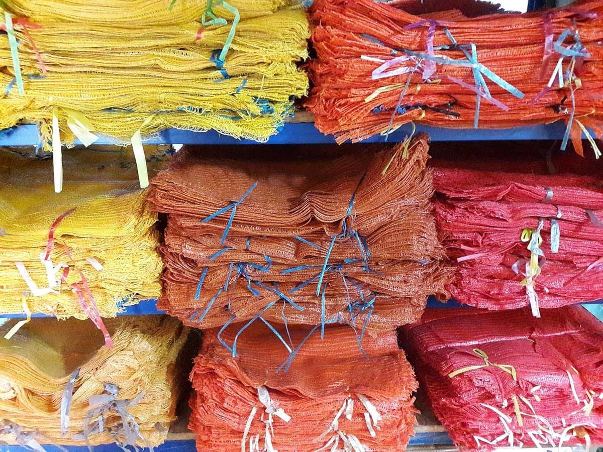 Ritselzakken - Opslagzakken - Groenten Opslaan - Met Trekkoord - 40 x 63 cm - Oranje — afbeelding 1