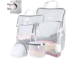 Set van 6 Wasnetten voor Wasmachine, Herbruikbare Waszakken met Rits en Handvatten voor Kleding, Ondergoed en Babykleding in 5 Maten