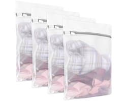 ONF3 - Wasnet voor wasmachine - Waszak voor fijne was - Verborgen ritssluiting - Wit - Geschikt voor kleding en reizen - 4 stuks waszakken voor ...