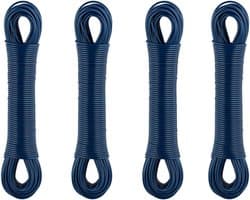 Waslijn - set van 4 - 30 meter stalen draad - omhulsel van pvc - extra sterk - balkon binnen en buiten - blauw Waslijndraad met stalen kern