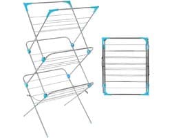 Heavy Duty premium kwaliteit gelegeerd staal 3-laags kleding luchtdroger - wasdroger waslijn paard indoor outdoor handdoekrek - 15 m droogruimte - antislip voeten - hoekruimtes voor hangers met snelle levering