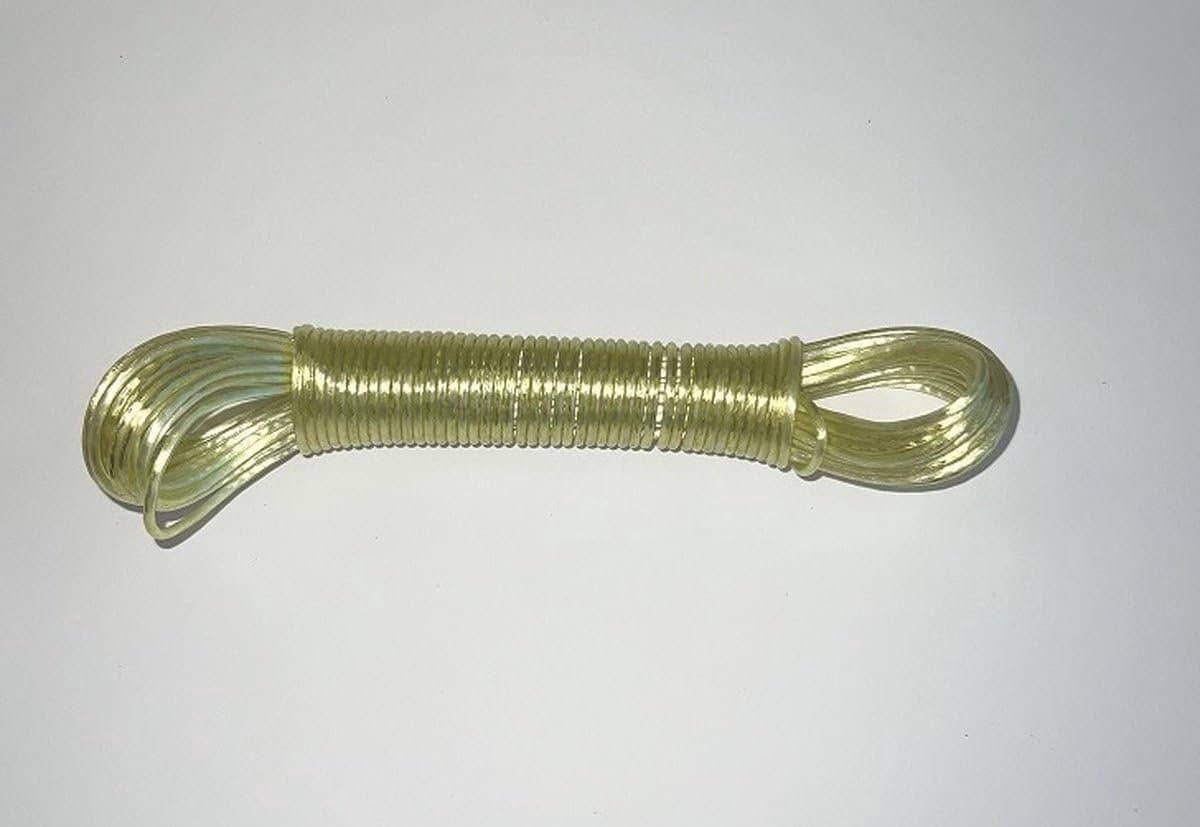Waslijn - Waslijndraad - Drooglijn - 20 Meter - 2.4 mm staalkern - Licht Geel — afbeelding 1