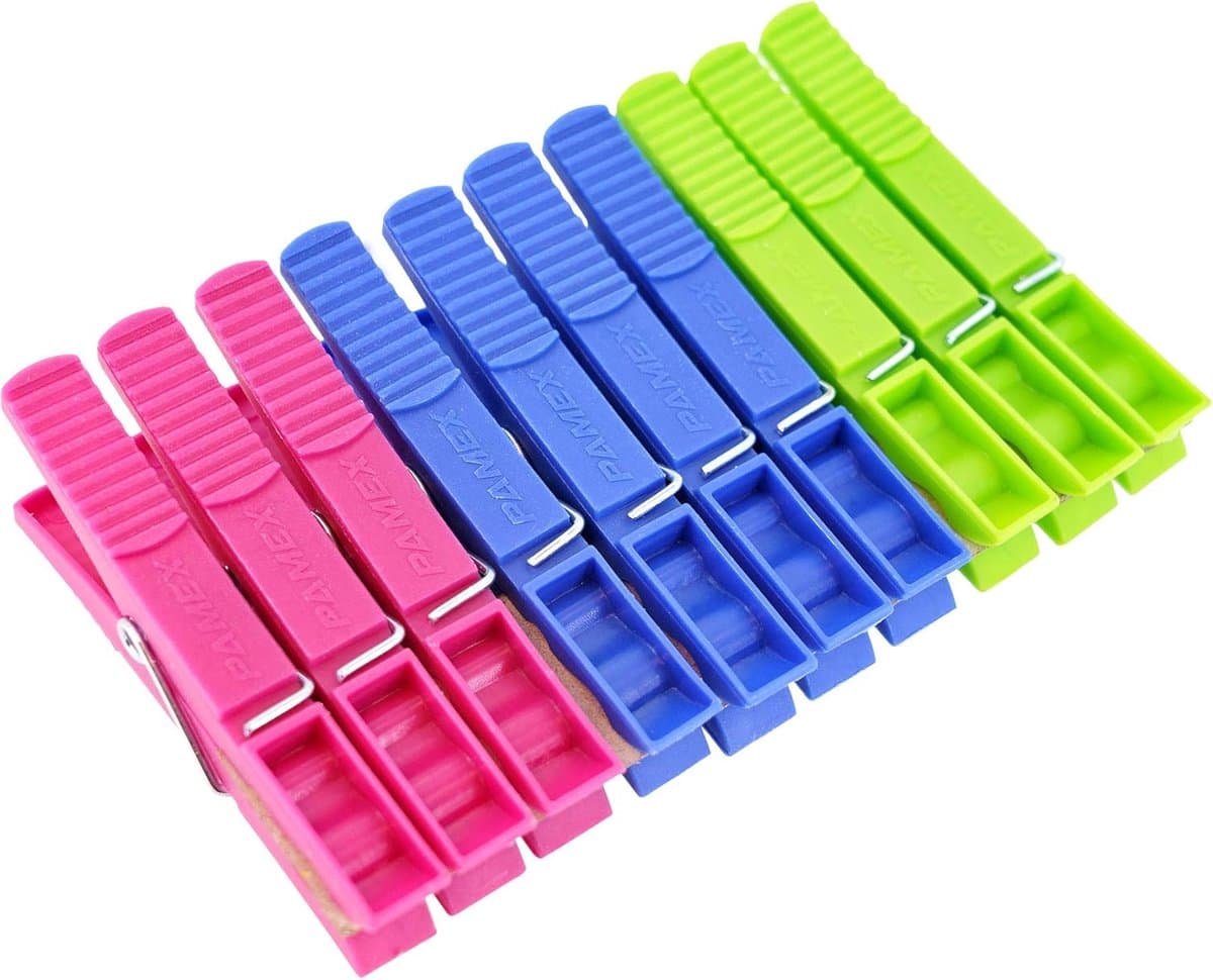Kunststof Wasknijpers - 20 stuks - 8,9 x 1,2 cm - Verkrijgbaar in Meerdere Kleuren - Grote en Robuuste Wasknijpers — afbeelding 1