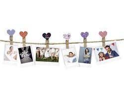 Set van 10 Houten Wasknijpers met Magneet in Hartvorm voor Instant Foto's