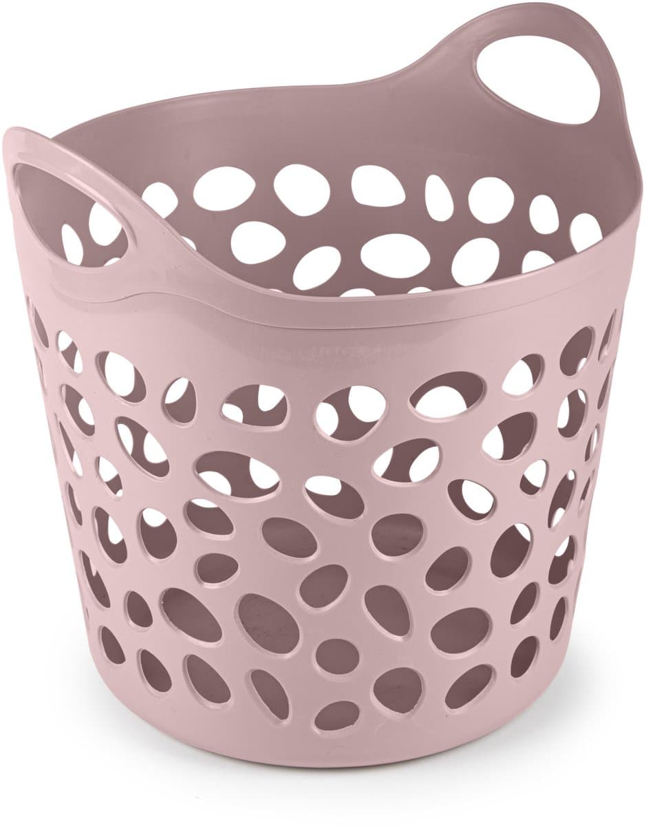 Plasticforte Flexibele wasmand/opbergmand - rond - roze - 35 liter - D40 x H39 cm — afbeelding 1
