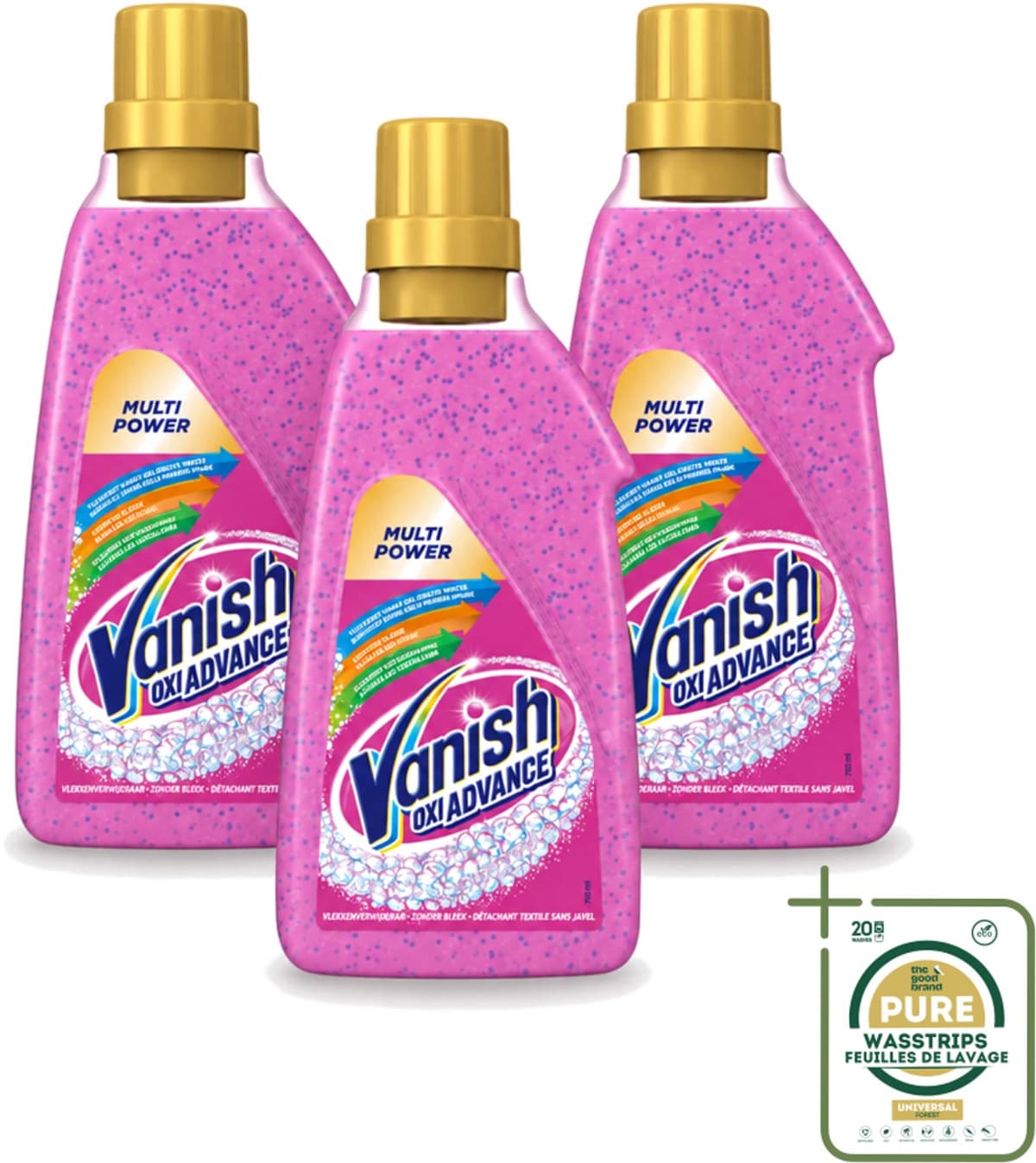3 x Vanish Oxi Advance - Vlekkenverwijderaar Gel - Zonder Bleek - Gekleurde Was - 750 ml - Wasstrips - Vlekverwijderaar - Wasmiddel - Vlekken - Rode Vruchtensap - Koffie — afbeelding 1