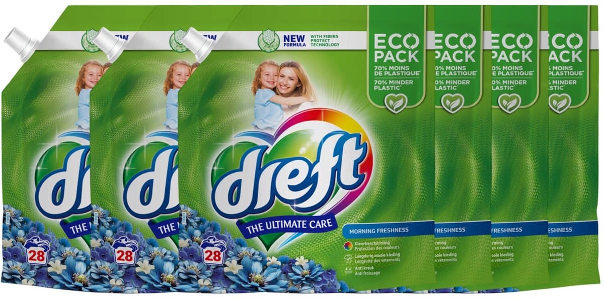 Dreft Vloeibaar Wasmiddel Ochtendfris Navulverpakking 28 Wasbeurten - 6 x 1,26 liter - Voordeelverpakking — afbeelding 1