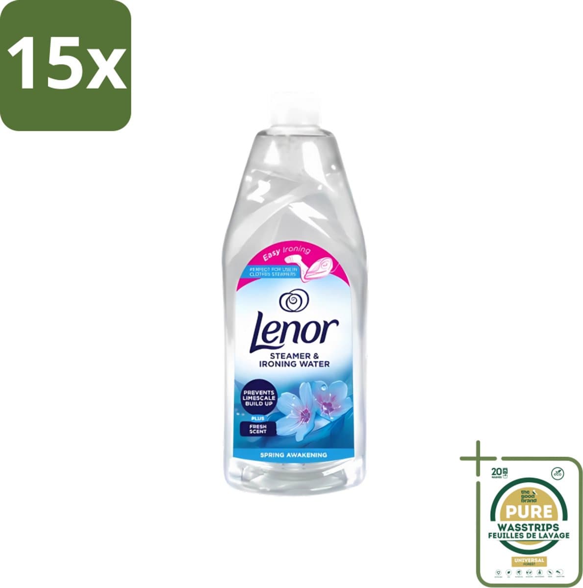 15 x Lenor - Strijkwater - Spring Awakening - Textielverfrisser - 1000 ml - Grootverpakking - Strijkwater - Textielverfrisser - Strijken - Wasgoed - Frisheid — afbeelding 1