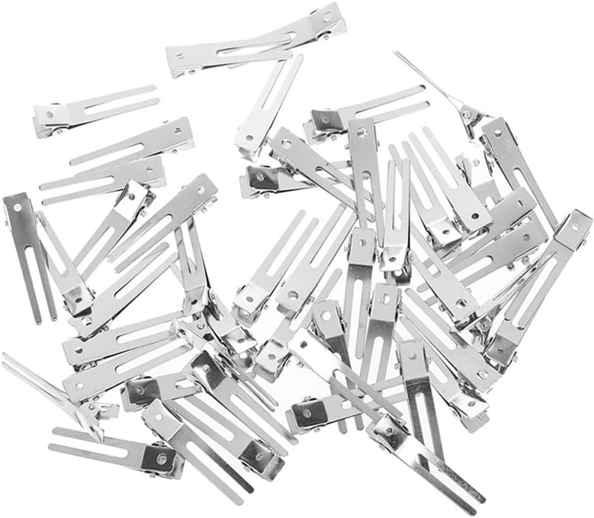50 Stuks Metalen Krokodillenklemmen Dubbele Tanden Zilver voor Haarverlengingen en Kapsels — afbeelding 1