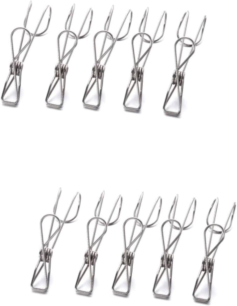 Roestvrijstalen Waslijners - Wasknijpers Clips - Kleding Ophangen - Winddicht Stevig - 10 stuks - Zilver — afbeelding 1