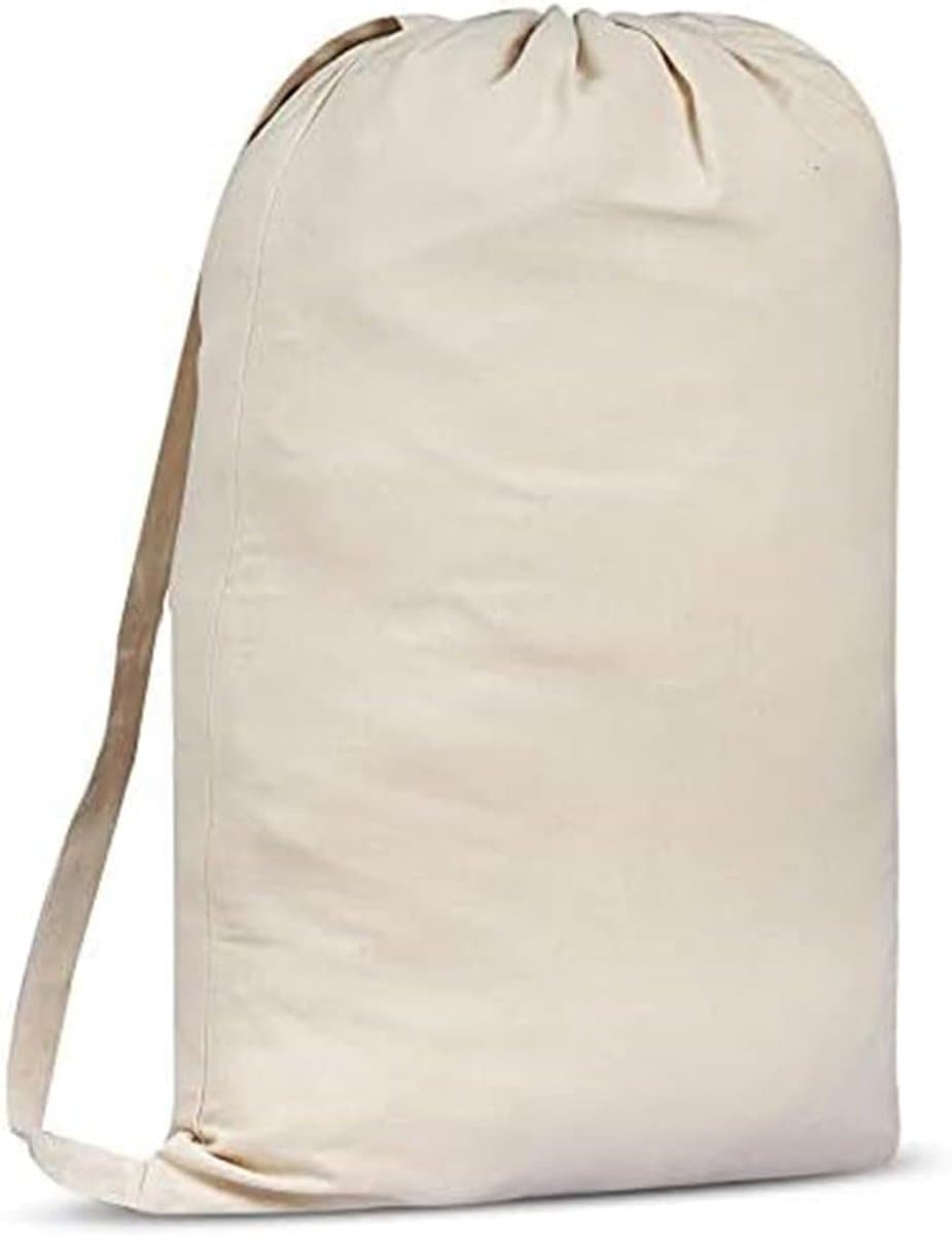 SnelShoppen - Premium Canvas Waszak met Schouderband 75x56 CM 40L - 100% Katoen, Duurzaam, Met Trekkoord en Verstelbare Sluiting, Wasmand Inliner voor — afbeelding 1