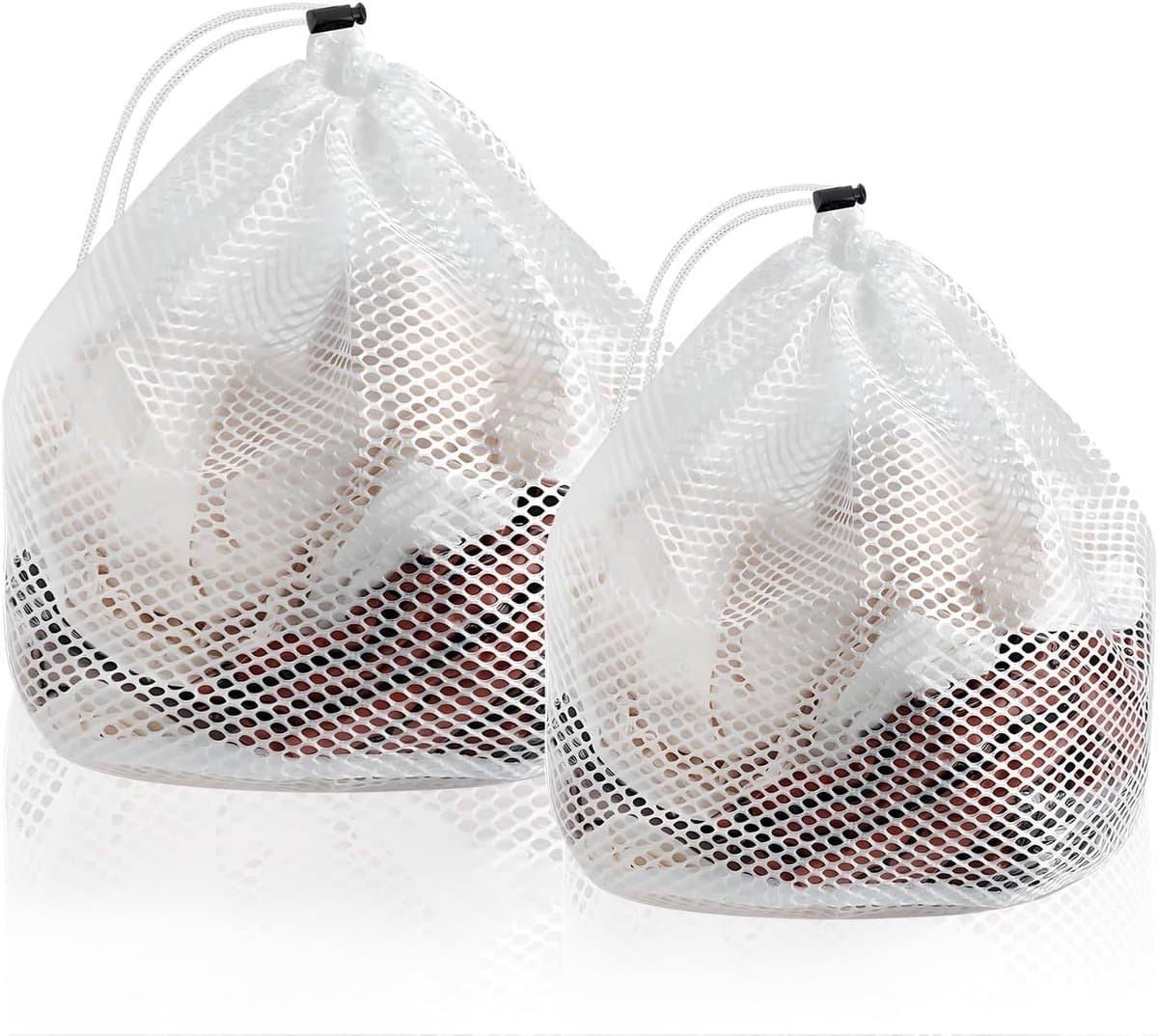 SnelShoppen - 2 stuks mesh waszakken, trekkoord wasmachine zakken net waszakken voor kleding blouse beha sokken (11,8"x15,8"/15,8"x19,7") — afbeelding 1