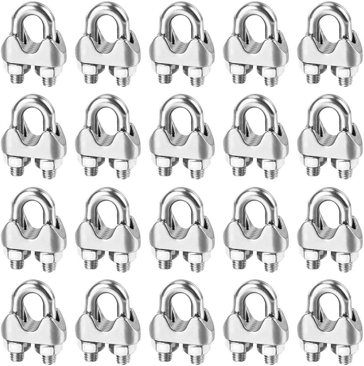 SnelShoppen - 20 Stuks M6 Stalen Kabelclips U-Klemmen RVS Met Sluitmoeren Voor Tuin, Kledinglijn, Tuinhek, Kabelbevestiging, Binnen en Buiten — afbeelding 1