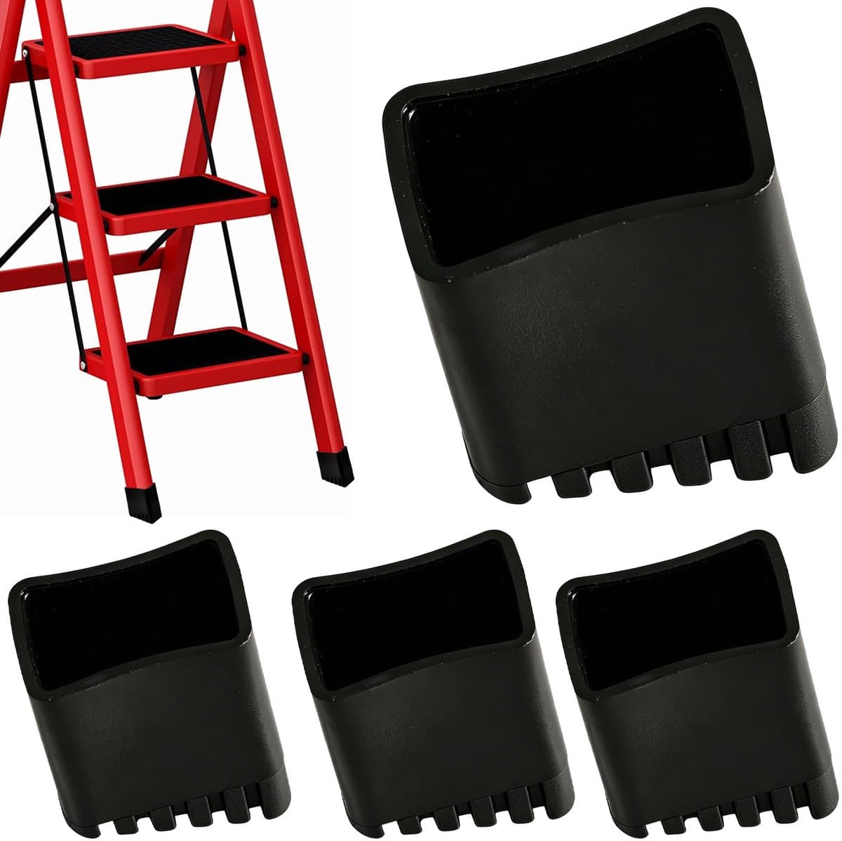 Laddervoetjes 20 x 30 mm - rubberen voetjes - antislip - slijtvaste bescherming voor ladders - Luxento — afbeelding 1