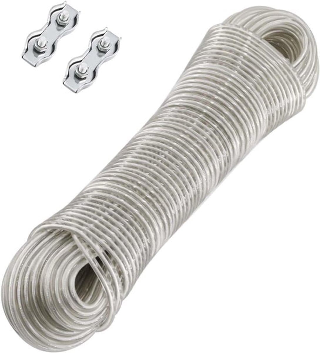 30 m Steel Core Washing Line - Outdoor Clothes Line with 2 Tensioners - Extra Strong for Balcony and Garden - Load Capacity 120 kg — afbeelding 1