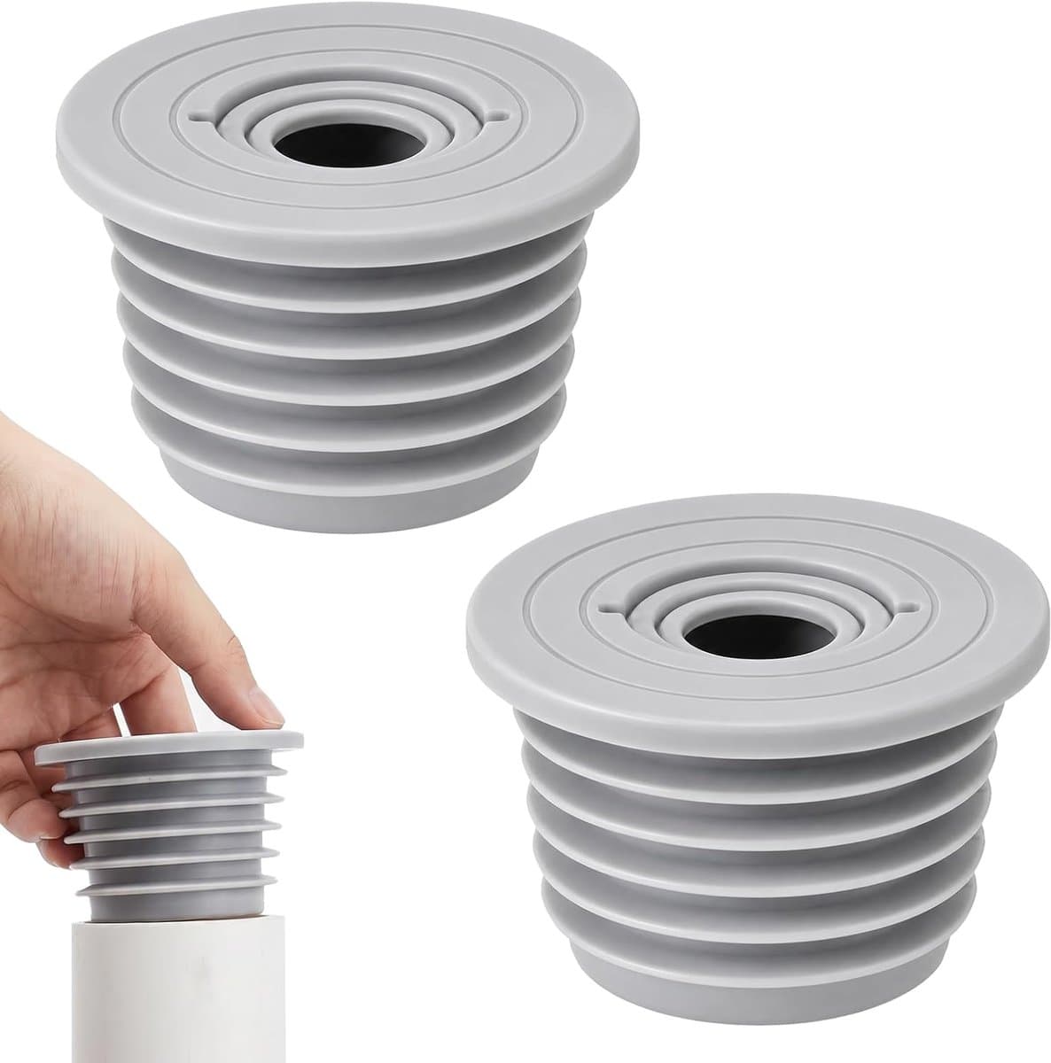 2 stuks siliconen afdichtingsstoppen voor afvoerpijp, wasmachine, afvoeradapter, afvoerbuisafdichting, slang - ShopVlot — afbeelding 1