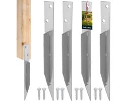 KOTARBAU® Set vom 4 Grondankers, Thermisch Verzinkt Staal, 44.5x4 cm, Zilver, Bodemankers, Grondankers voor Schommel, Paalhouder