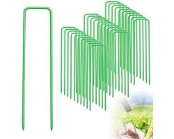 Dailygoods- Grondanker 30 stuks - U-vormige nagels 15 cm - Anti-roest bevestigingsanker - Groen - Stevig - Voor bevestiging van hekken en kunstgras - Grondnagels