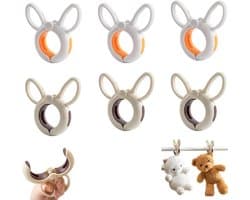 Set van 6 Winddichte Kledingknijpers met Konijnenoren, Ideaal voor Handdoeken, Bedlinnen en Dikke Kleding